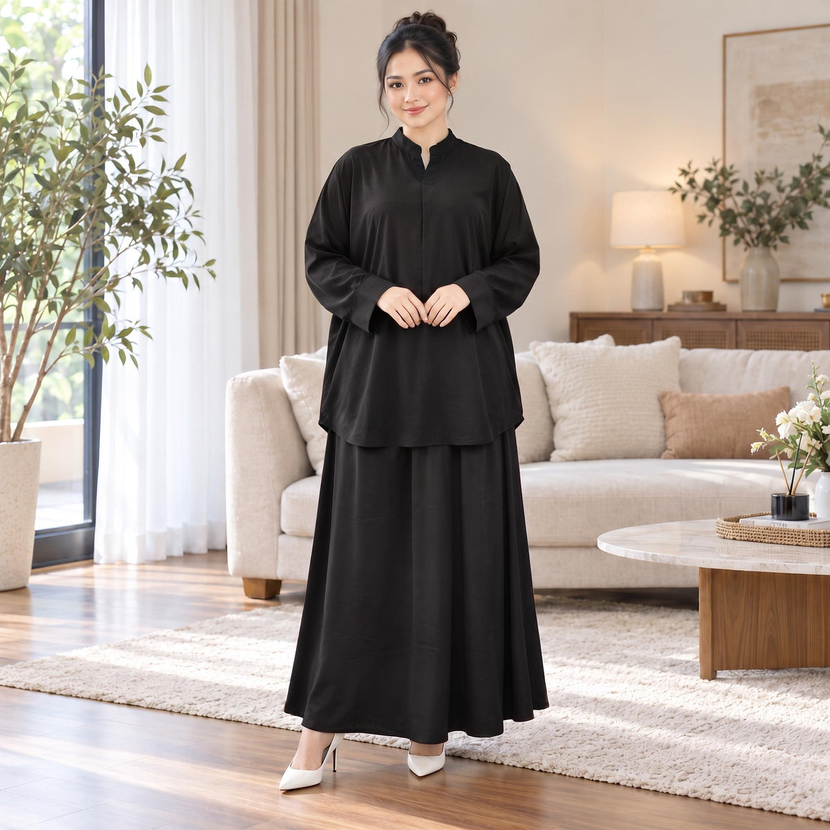 ALESA Set Skirt Baggy - Sutera Vietnam Mango - Loss Cutting Plus Size - Casual Wear Fashion Wanita