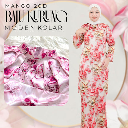 Set Baju Kurung Moden Kolar Kain Kipas Mango 20D Viral Raya 2025 Fashion Wanita Muslimah 2