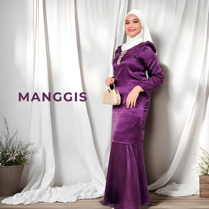 Set Baju Kurung Moden Satin Jacquard Blossom Raya 2025 Set Wanita Muslimah