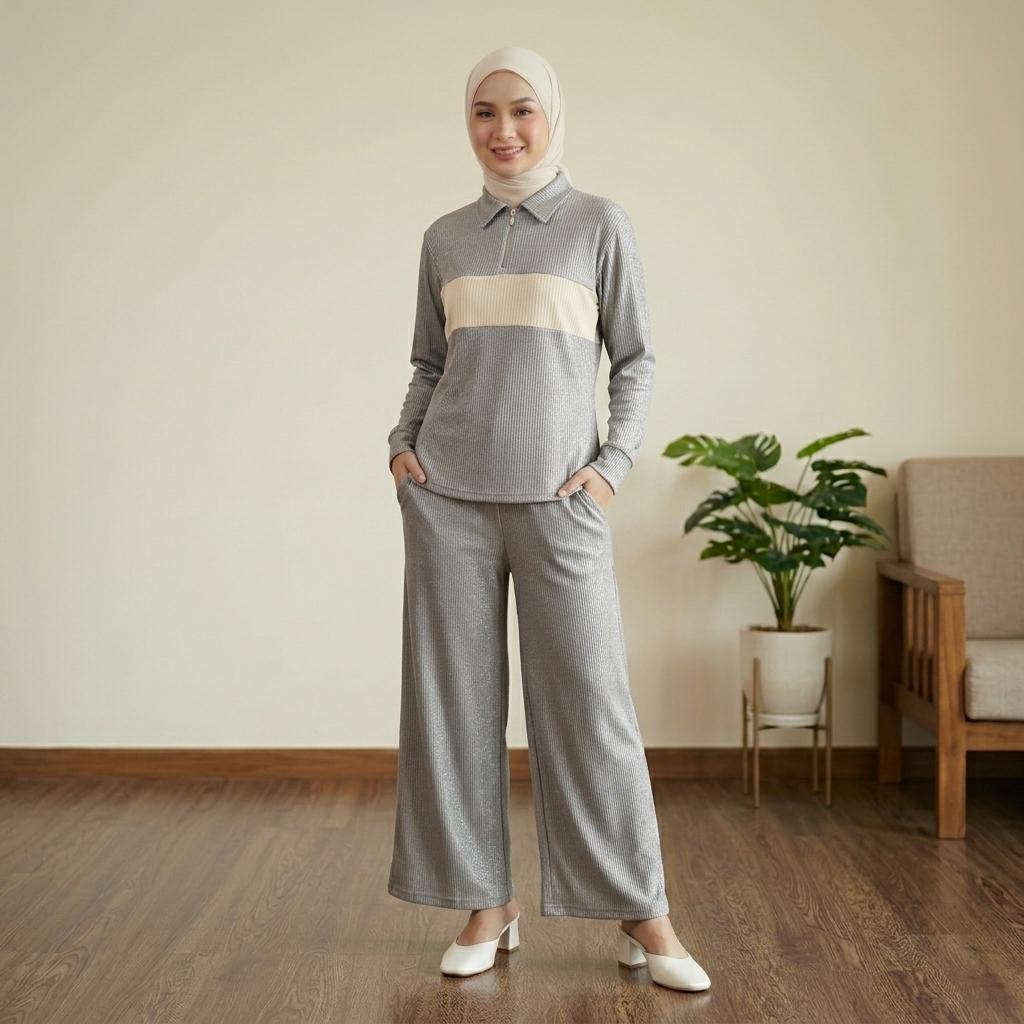 NEXUS Set Seluar Unisex 2 Piece Casual Set - Cotton Ribbed Corduroy Stretchable - Sports Set - Casual Wear