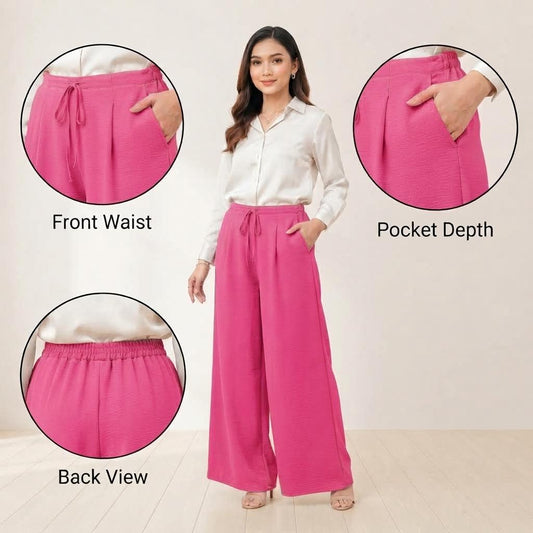 LUNA Palazo Wanita Wide Leg – Barbie Pink