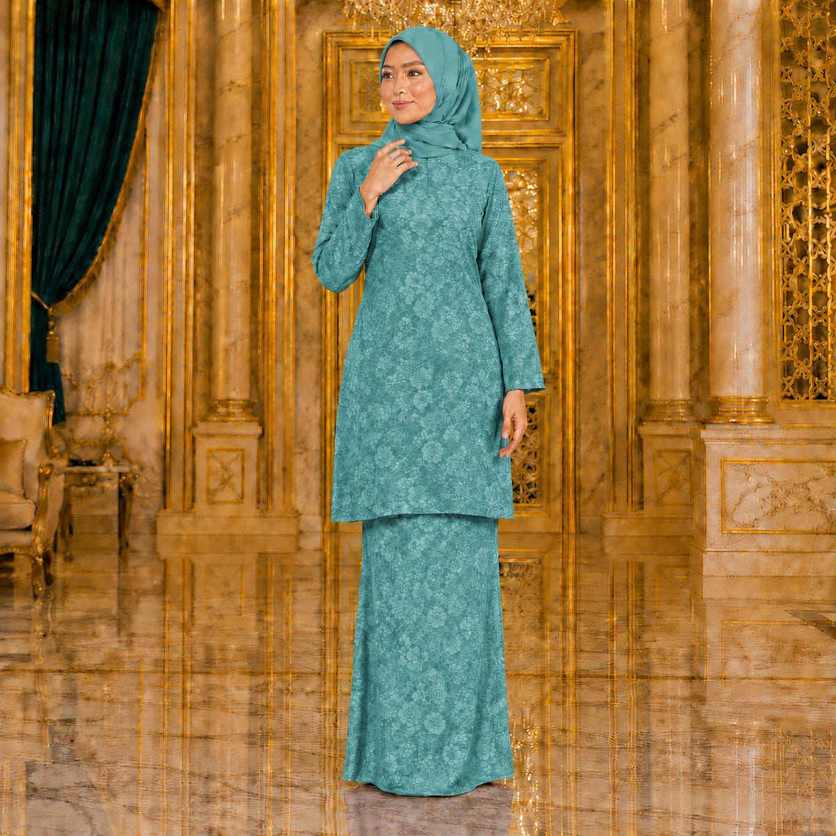 Suria Rose Kurung Moden - Velore Brocade Satin - Set Pakaian Fashion Wanita Muslimah