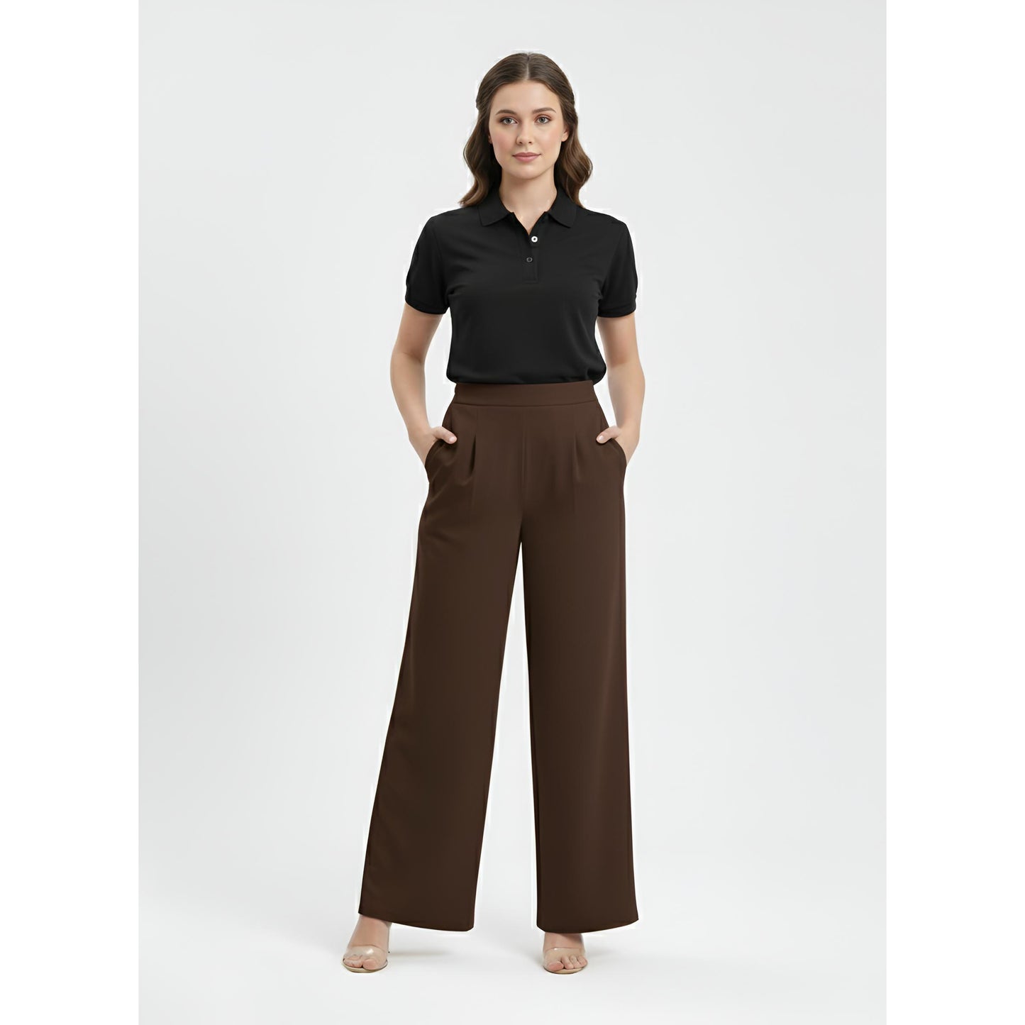 Palazo Wide Leg Pants Peacock Premium (Coffee)