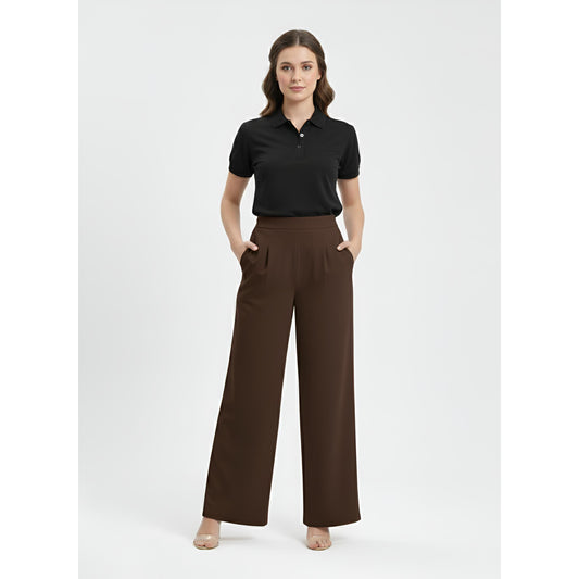 Palazo Wide Leg Pants Peacock Premium (Coffee)