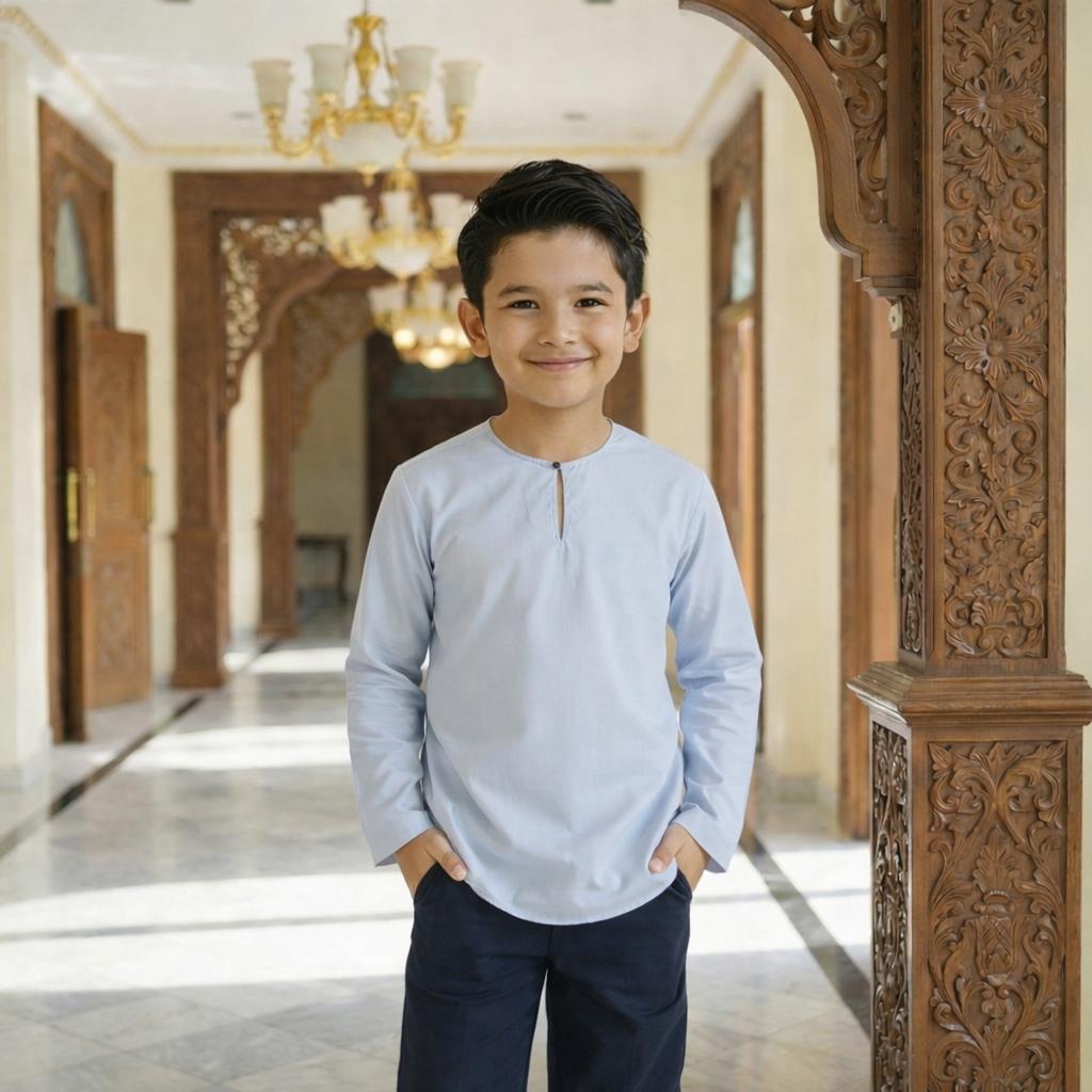 Kurta Kids Long Sleeve Osaka Cotton 2-12 Years (Baby Blue)