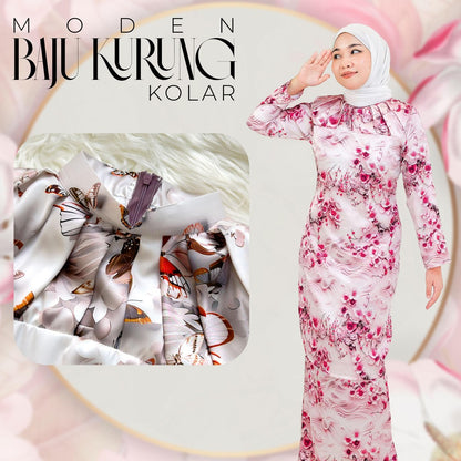 Set Baju Kurung Moden Kolar Kain Kipas Mango 20D Raya 2025 Fashion Wanita Muslimah 1