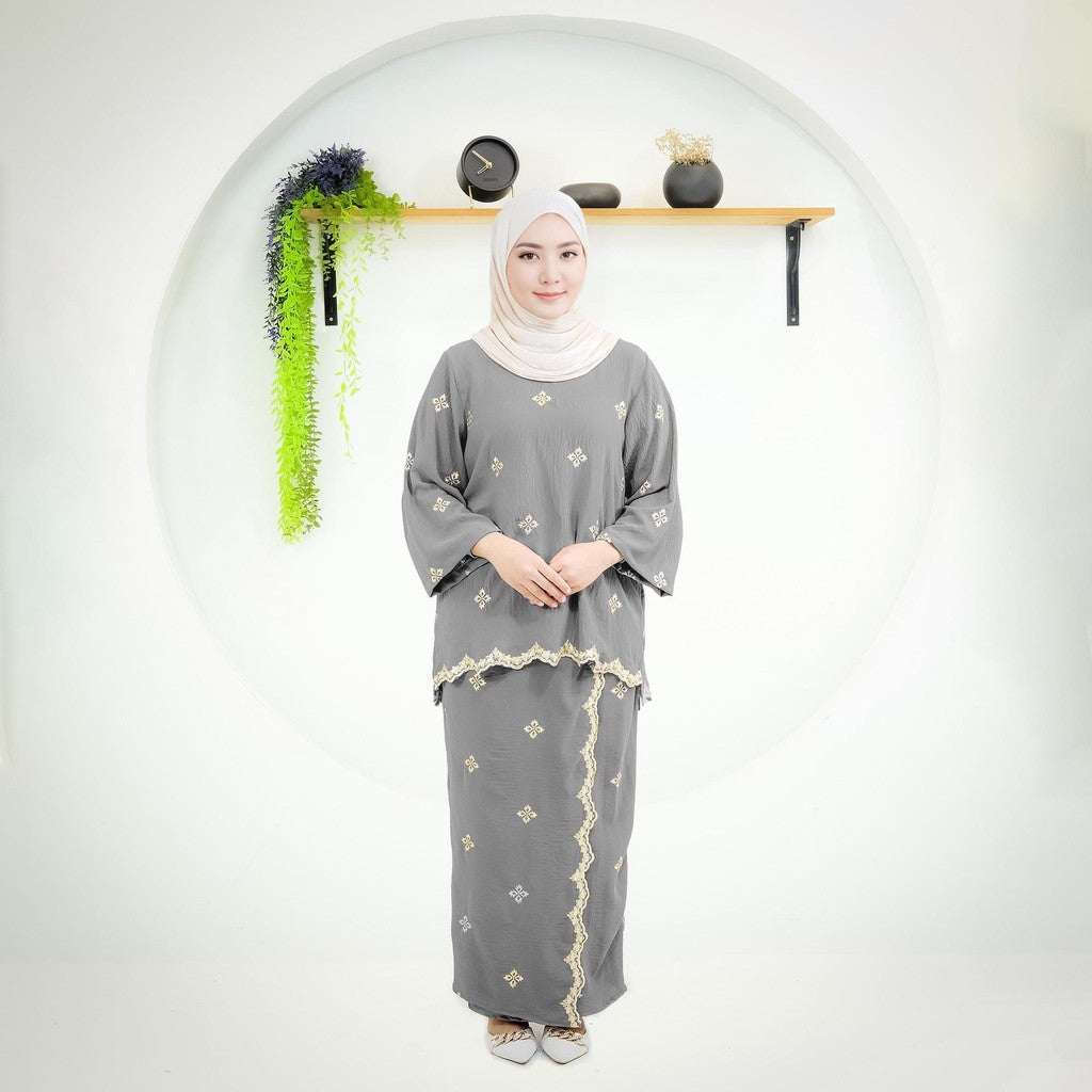 Set Baju Kurung Kedah Sulam Fashion Wanita Muslimah