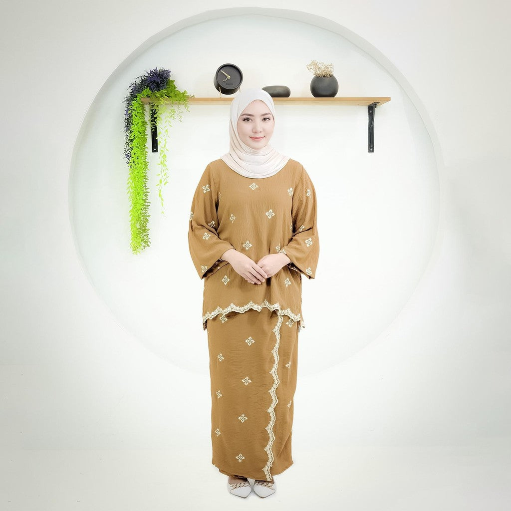 Set Baju Kurung Kedah Sulam Fashion Wanita Muslimah
