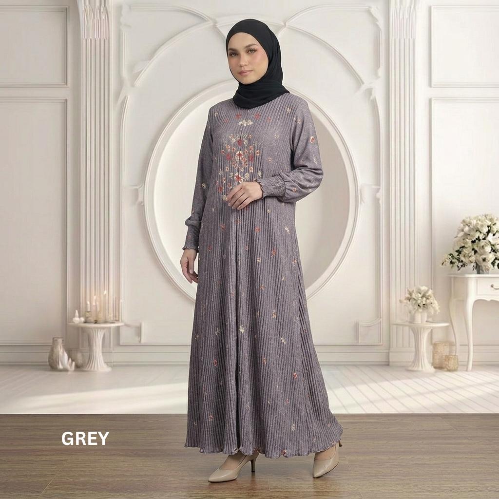 SORAYA Jubah Satin Jackquard Pleated Plus Size New Arrival Fashion Wanita Muslimah