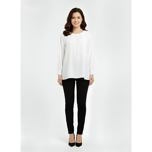 Victoria Blouse Casual Outfit Wanita Elegant Office & Casual Wear (White)