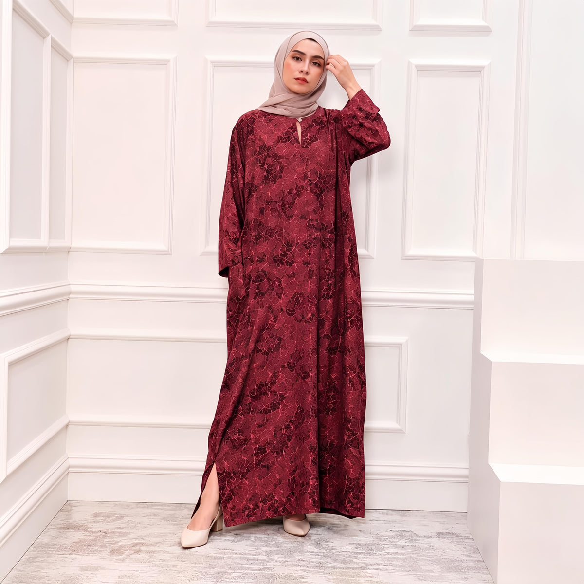 Serena Jubah 3D - BURGUNDY