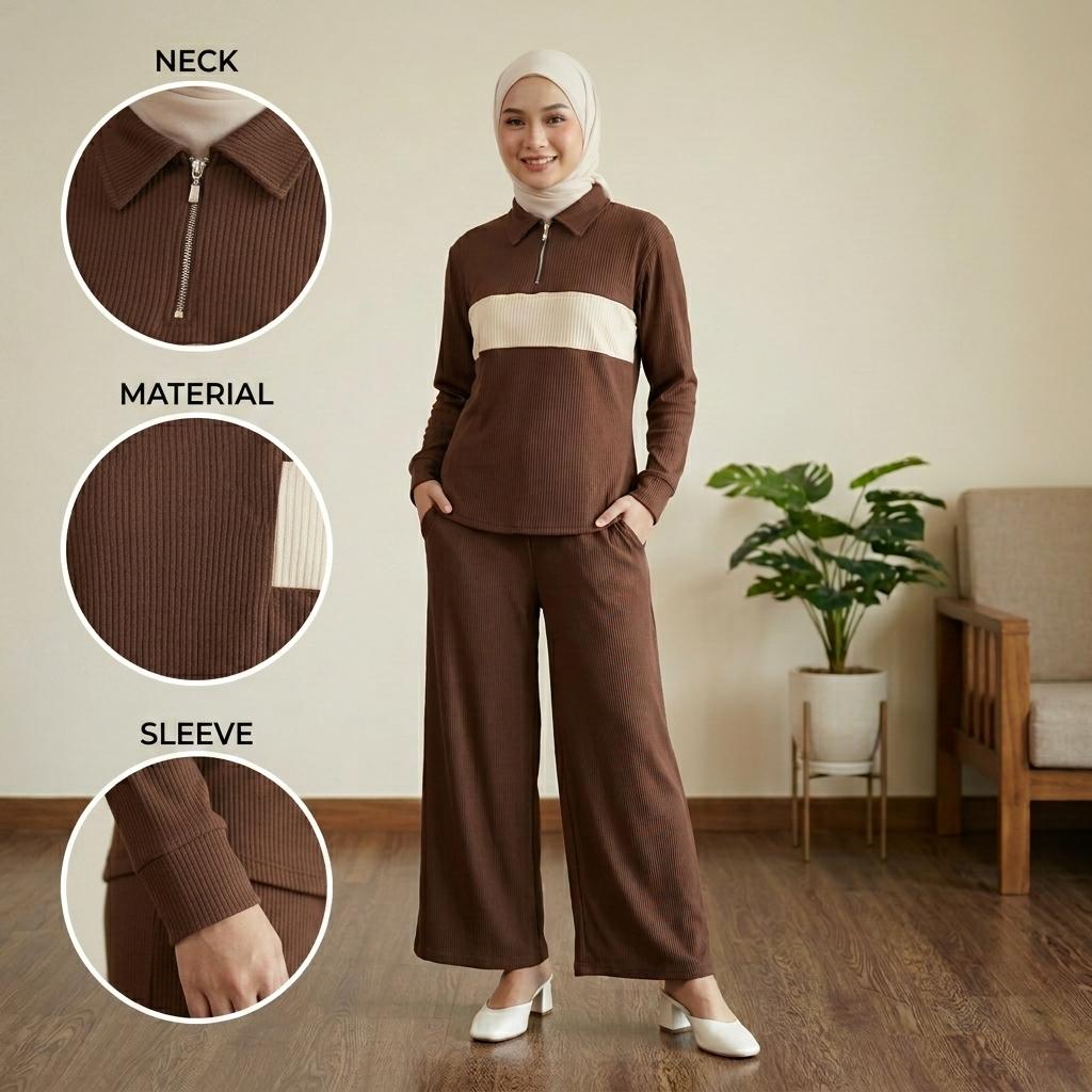 NEXUS Set Seluar Unisex 2 Piece Casual Set - Cotton Ribbed Corduroy Stretchable - Sports Set - Casual Wear