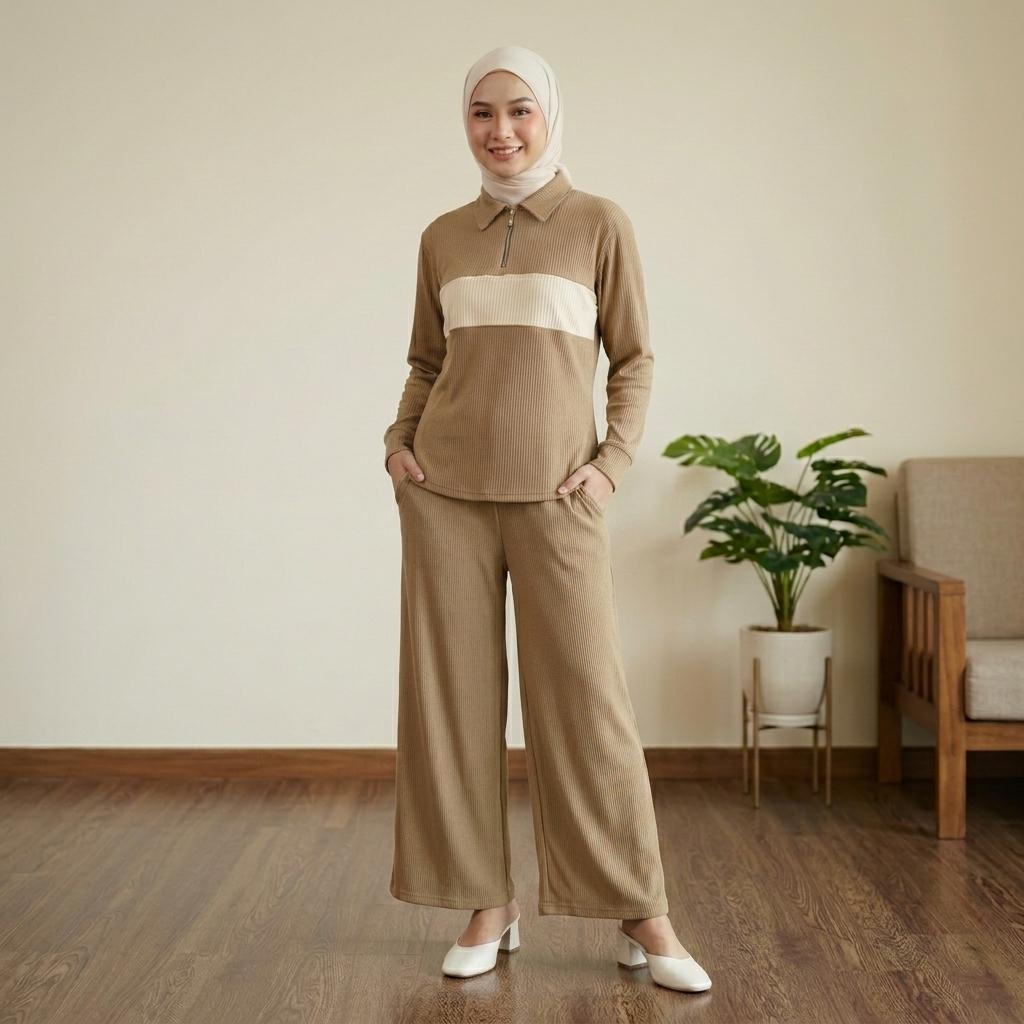 NEXUS Set Seluar Unisex 2 Piece Casual Set - Cotton Ribbed Corduroy Stretchable - Sports Set - Casual Wear