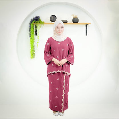 Set Baju Kurung Kedah Sulam Fashion Wanita Muslimah