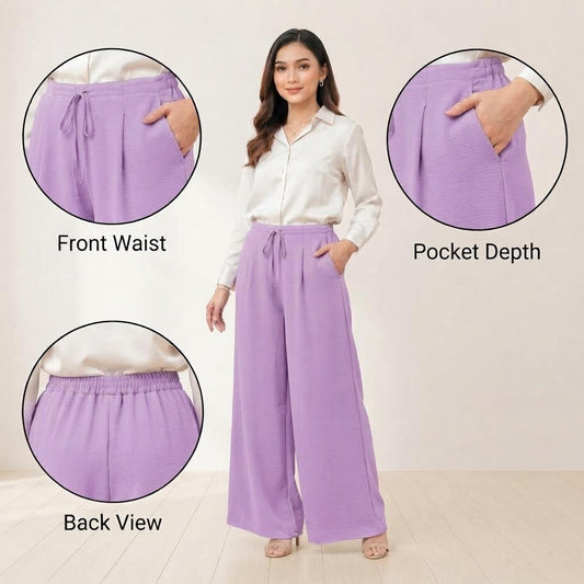 LUNA Palazo Wanita Wide Leg – Lavender
