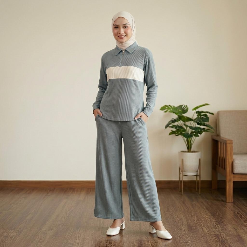 NEXUS Set Seluar Unisex 2 Piece Casual Set - Cotton Ribbed Corduroy Stretchable - Sports Set - Casual Wear