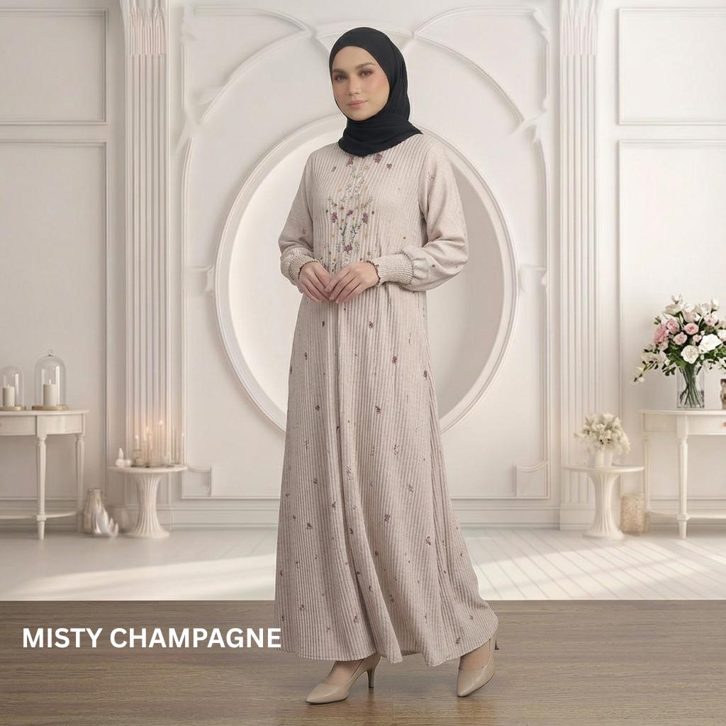 SORAYA Jubah Satin Jackquard Pleated Plus Size New Arrival Fashion Wanita Muslimah