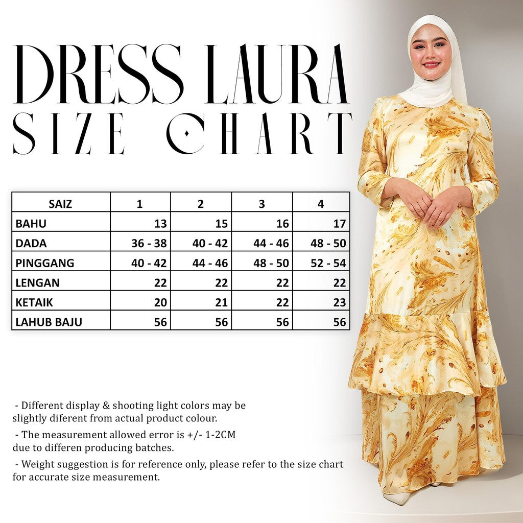 Dress Laura Mango 20D Baju Raya 2025 Fashion Wanita Muslimah