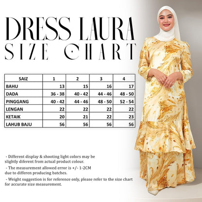 Dress Laura Mango 20D Baju Raya 2025 Fashion Wanita Muslimah