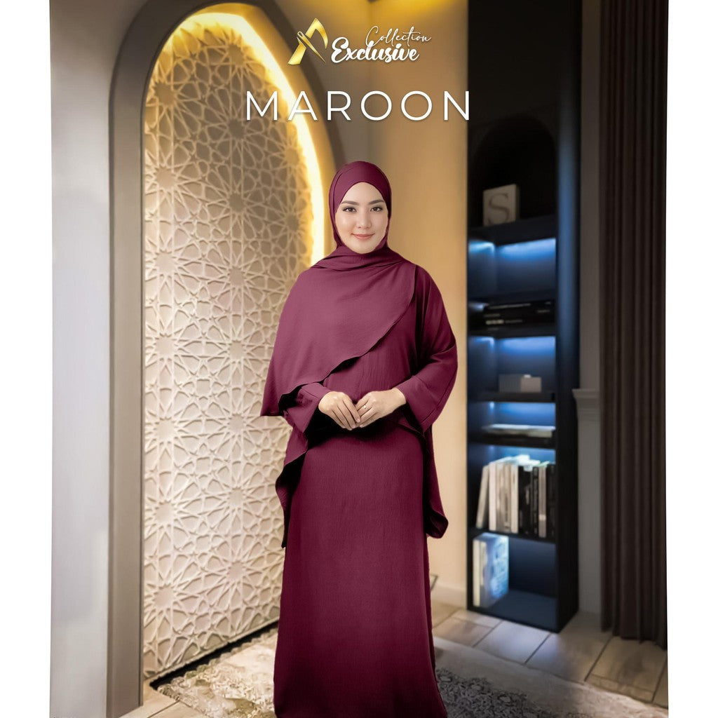 Set Elly Singlet Dress Labuh CEY Soft Cotton Ironless Fashion Wanita Muslimah
