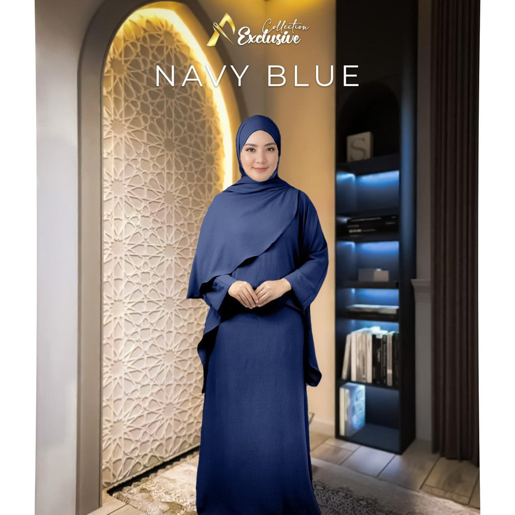 Set Elly Singlet Dress Labuh CEY Soft Cotton Ironless Fashion Wanita Muslimah
