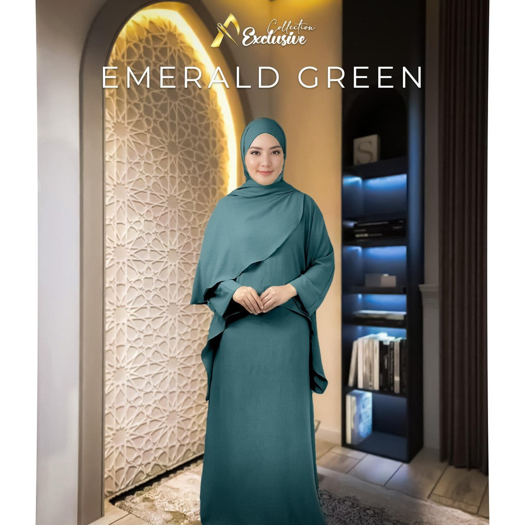 Set Elly Singlet Dress Labuh CEY Soft Cotton Ironless Fashion Wanita Muslimah