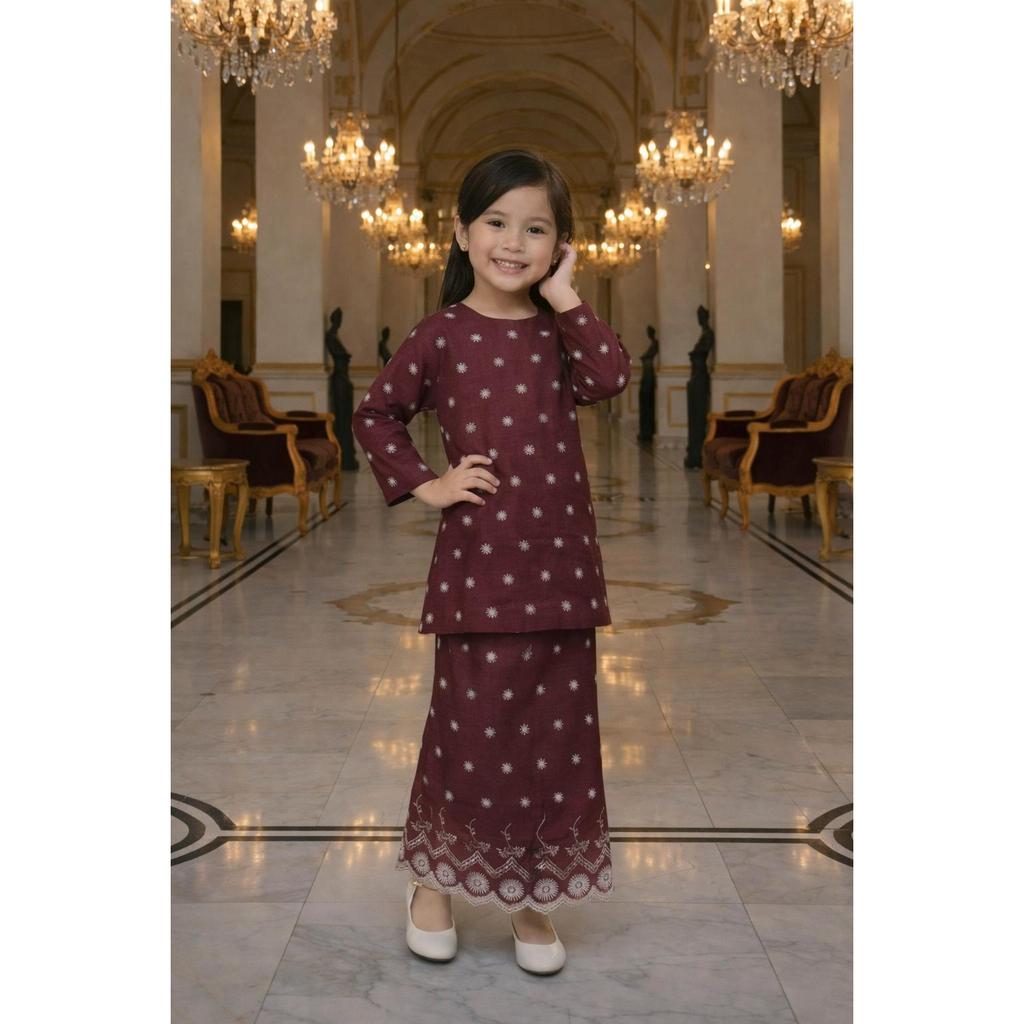 Elora Kurung Moden Mom Cotton Embroidery (Pink)