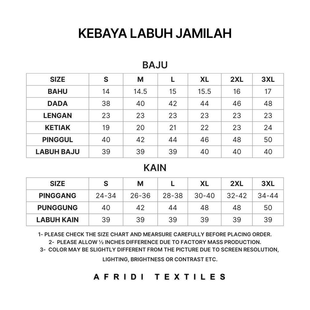 Kebaya Labuh Jamilah Cotton Embroidery (Olive Green)